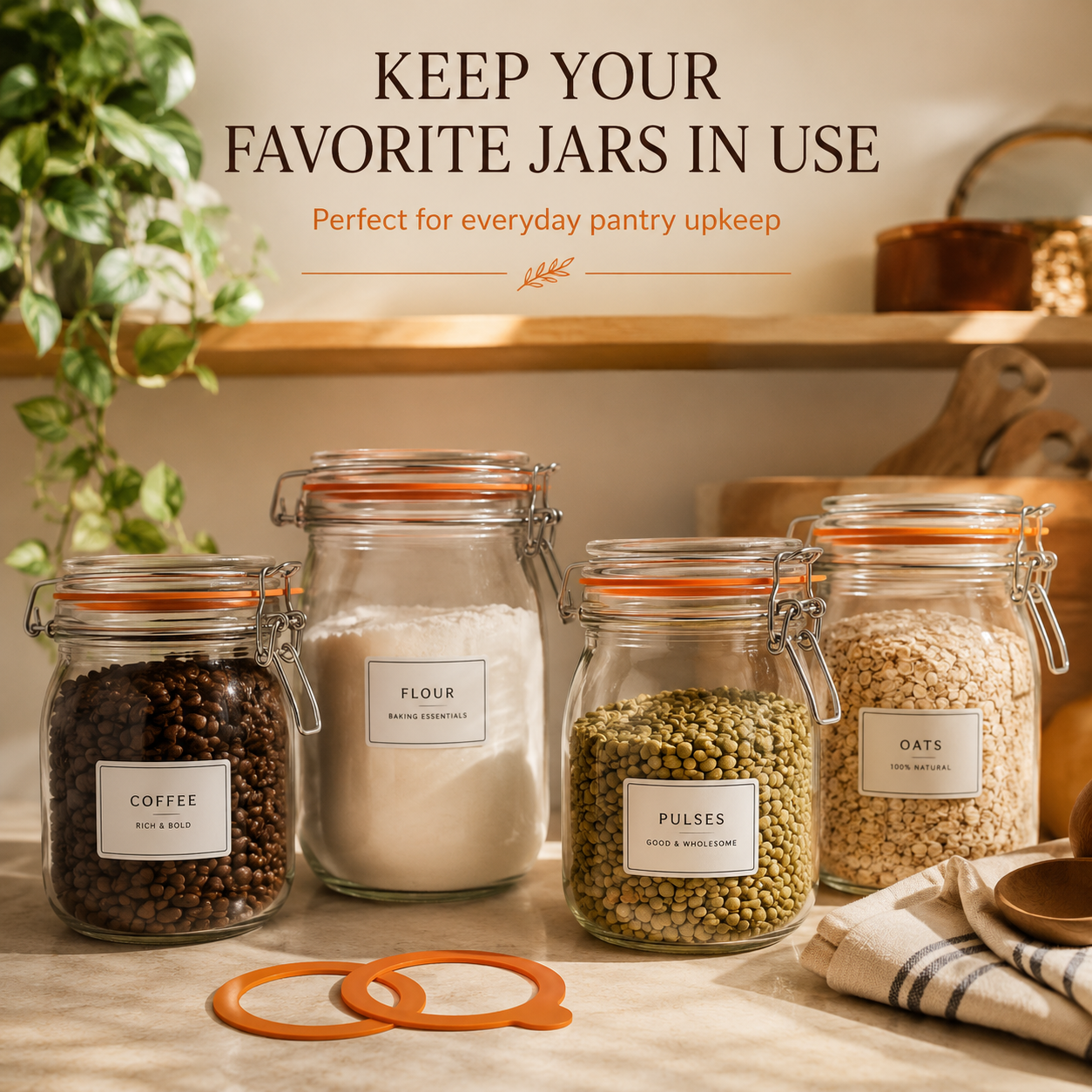 Kilner 6 Pcs Replacement Rubber Seals for Round Clip Top Kilner Glass Containers - Perfect for 350ml, 500ml, 1 Ltr, 1.5 Ltr & 2 Ltr