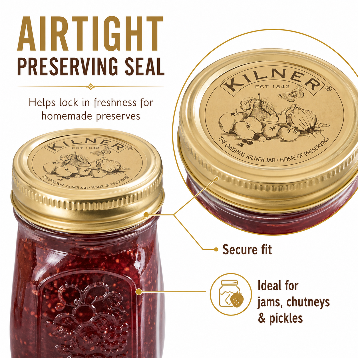 Kilner 12 Pcs Preserve Jar Seal Replacement Lids compatible with 0.25L, 0.5L and 1L Kilner Glass Jars - 7