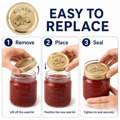 Kilner 12 Pcs Preserve Jar Seal Replacement Lids compatible with 0.25L, 0.5L and 1L Kilner Glass Jars