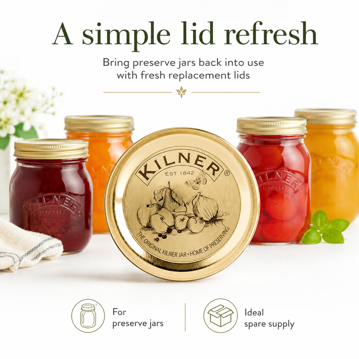 Kilner 12 Pcs Preserve Jar Seal Replacement Lids compatible with 0.25L, 0.5L and 1L Kilner Glass Jars - 5