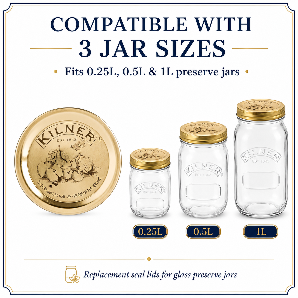 Kilner 12 Pcs Preserve Jar Seal Replacement Lids compatible with 0.25L, 0.5L and 1L Kilner Glass Jars - 4