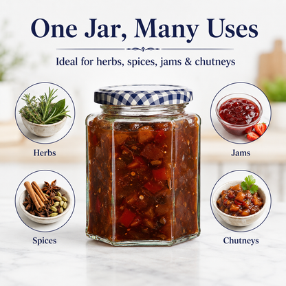 Kilner Hexagonal Premium 280ml Twist Top Jar for Herbs, Spices, Jams, Chutneys