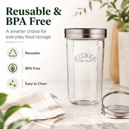 Kilner Premium 500ml  Wide Mouth Sifter Jar Set  for Baking, Flour, Cocoa, Spices, Sugar Storage