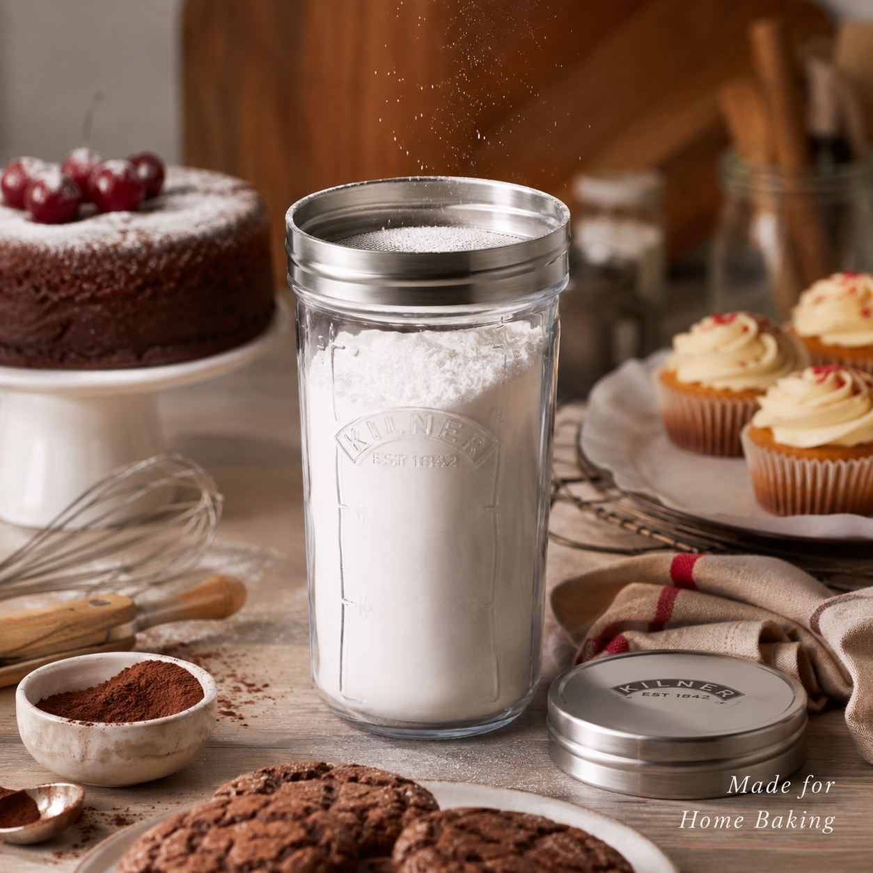 Kilner Premium 500ml  Wide Mouth Sifter Jar Set  for Baking, Flour, Cocoa, Spices, Sugar Storage - 1