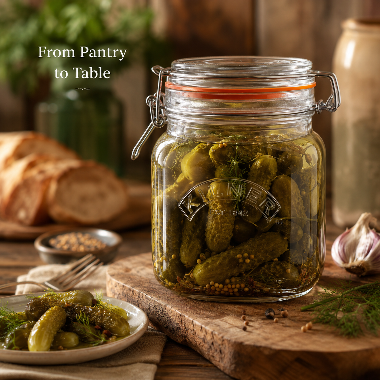 Kilner  1L Airtight Square Wire Clip Top Premium Food Storage Container Jar for Kitchen - 8
