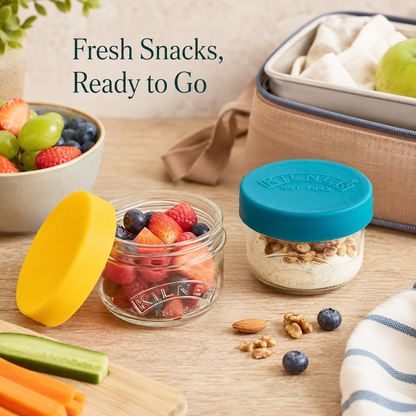 Kilner Premium 2 x 125ml Transparent AirtightTwist Lock Glass Containers Set Ideal for Snacks, Cut Fruits, Dips