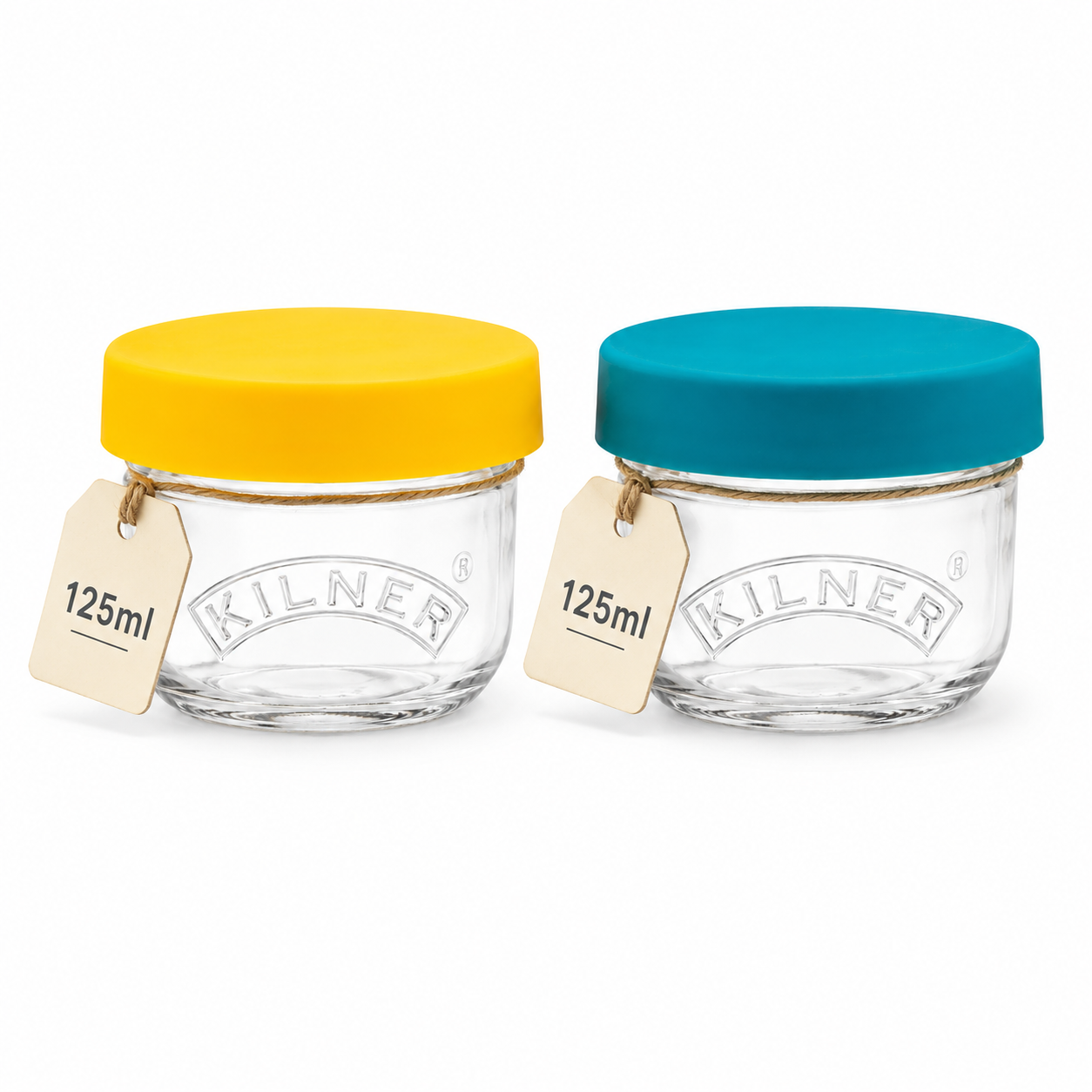 Kilner Premium 2 x 125ml Transparent AirtightTwist Lock Glass Containers Set Ideal for Snacks, Cut Fruits, Dips - 1
