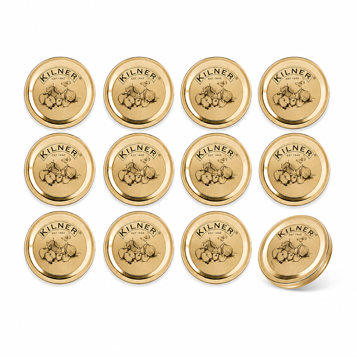 Kilner 12 Pcs Preserve Jar Seal Replacement Lids compatible with 0.25L, 0.5L and 1L Kilner Glass Jars - 1