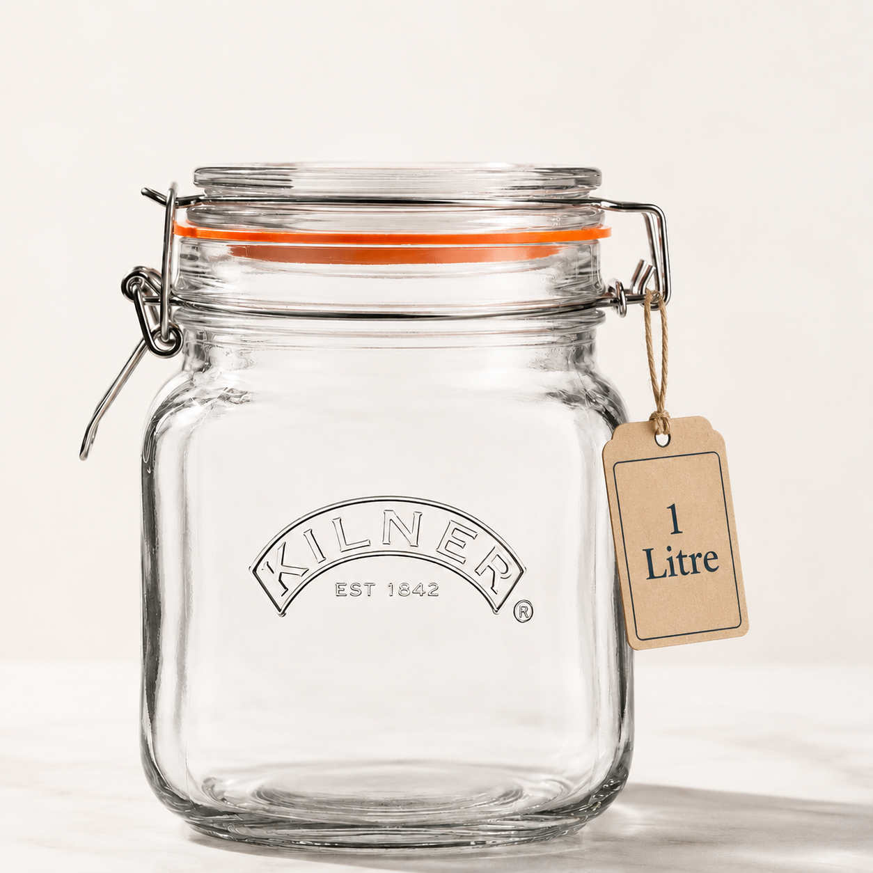 Kilner  1L Airtight Square Wire Clip Top Premium Food Storage Container Jar for Kitchen - 2