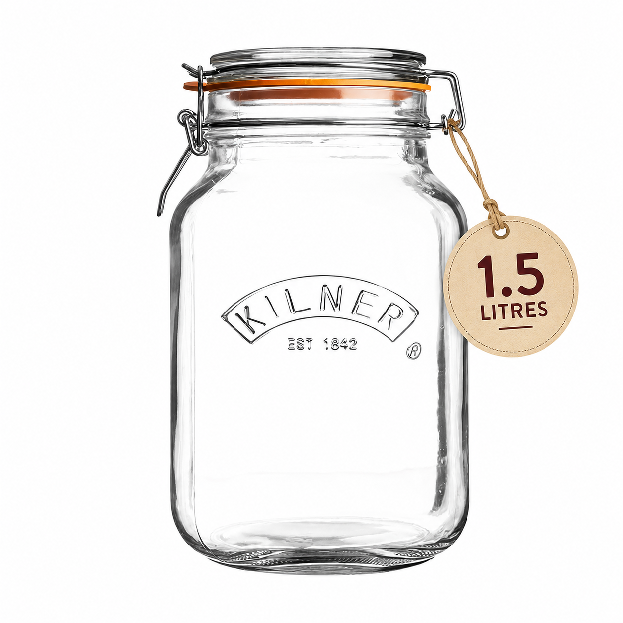 Kilner 1.5L Airtight Square Wire Clip Top Premium Food Storage Container Jar for Kitchen - 2