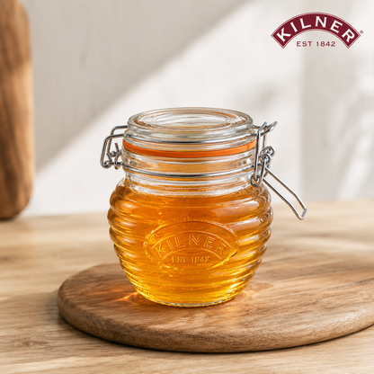 Kilner 350 ml Airtight Premium Honey Glass Jar with Dipper Ideal for Storing and Serving Syrups
