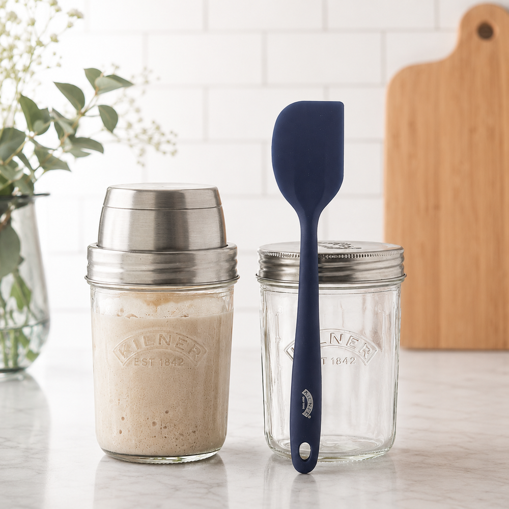 Kilner Premium 350ml Sourdough Starter Set of 2 for Homemade Bread, Pizza, Pancakes, Naan