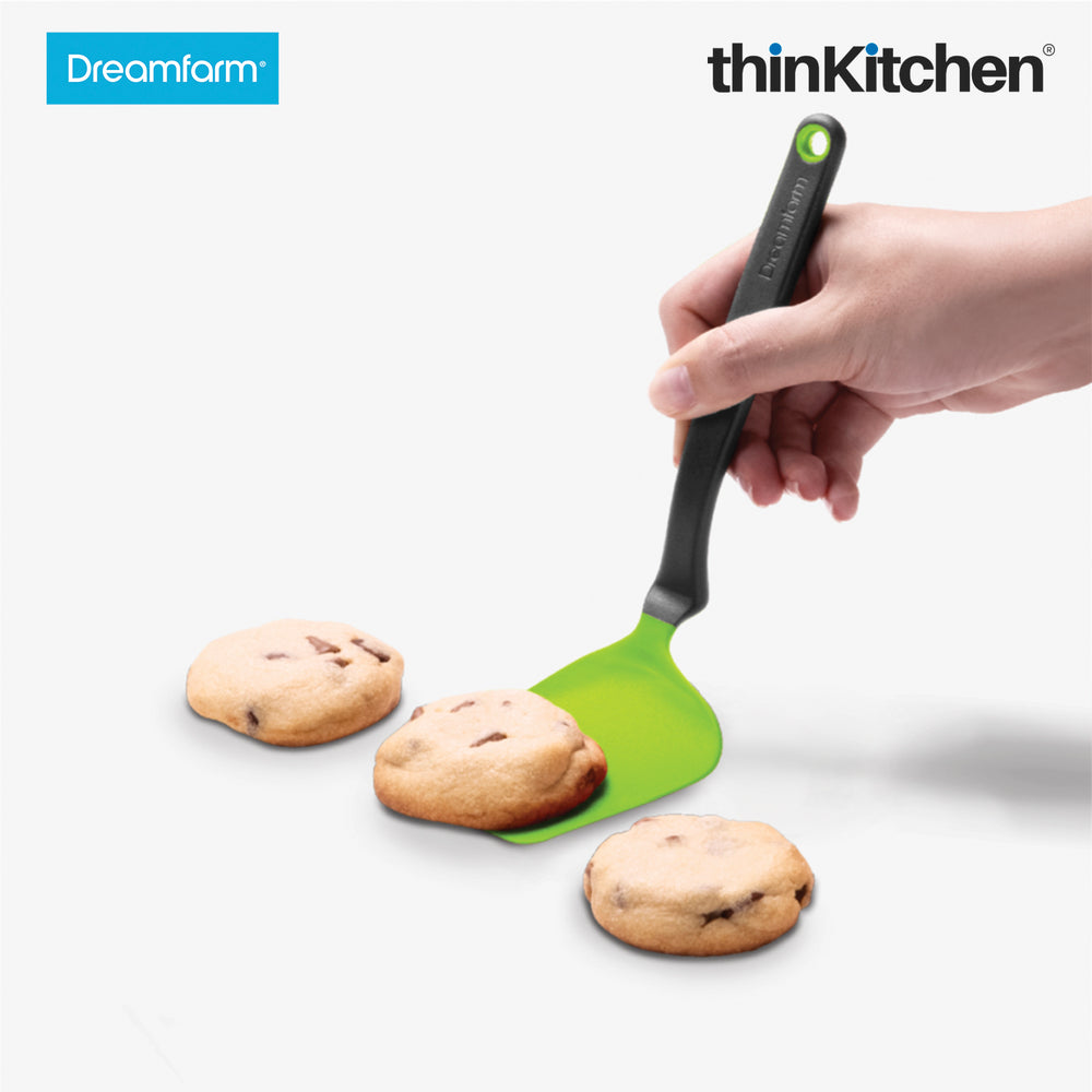 Dreamfarm Flexible Premium Green Mini Spatula for Flipping & Chopping, Heat-Resistant Non-Stick Turner - CHOPULA, 9.7"