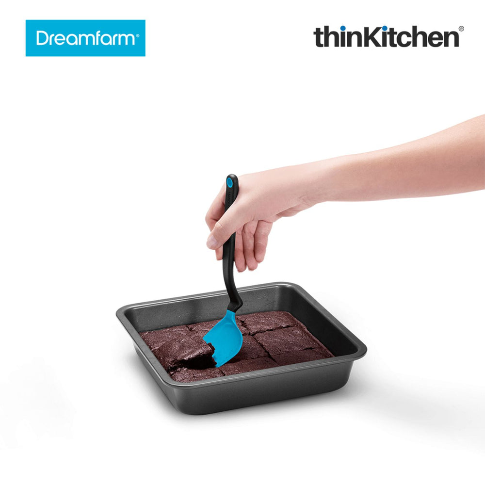 Dreamfarm Flexible Premium Light Blue Mini Spatula for Flipping & Chopping, Heat-Resistant Non-Stick Turner - CHOPULA, 9.7"