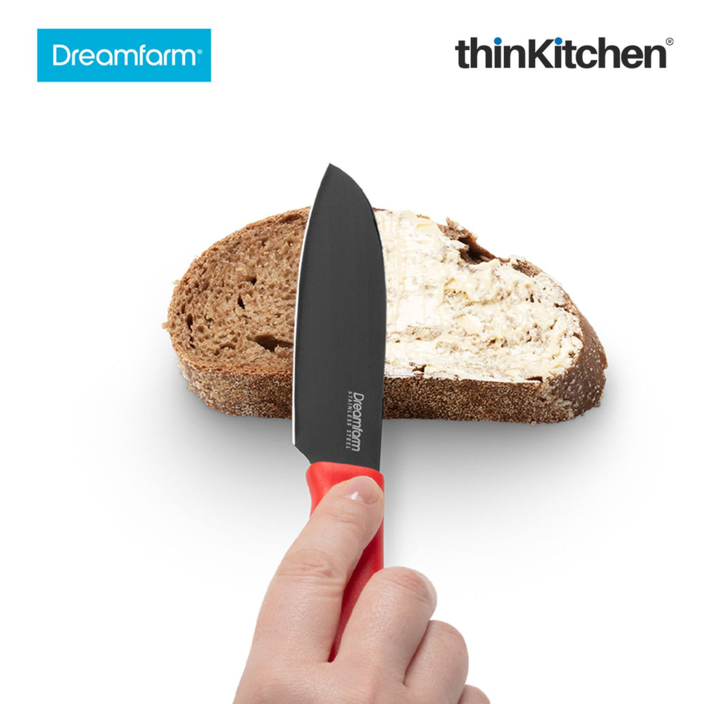 Dreamfarm Titanized Premium Stainless Steel Multipurpose Knife for Cutting & Spreading - KNEED, Red