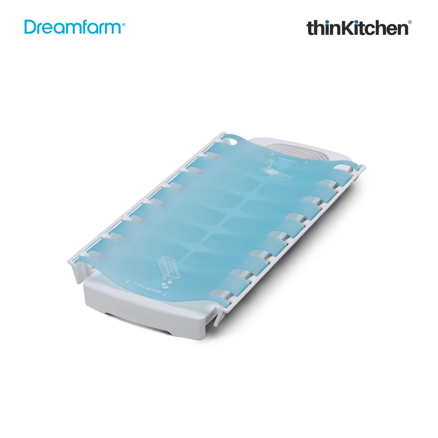 Dreamfarm NoSpilla No Spill Ice Cube Tray with Silicone Lid, Blue