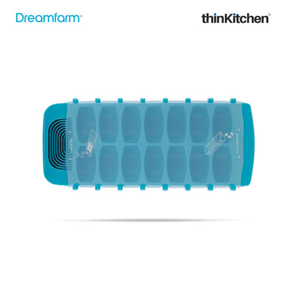 Dreamfarm NoSpilla No Spill Ice Cube Tray with Silicone Lid, Blue