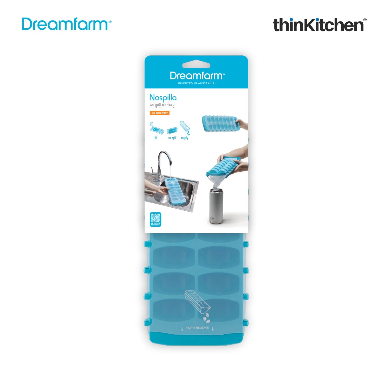 Dreamfarm NoSpilla No Spill Ice Cube Tray with Silicone Lid, Blue - 3