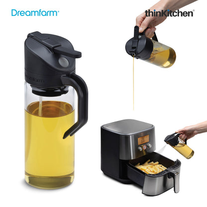 Dreamfarm Oileroo Lite 3-in-1 Oil Sprayer, Pourer & Dispenser, Black