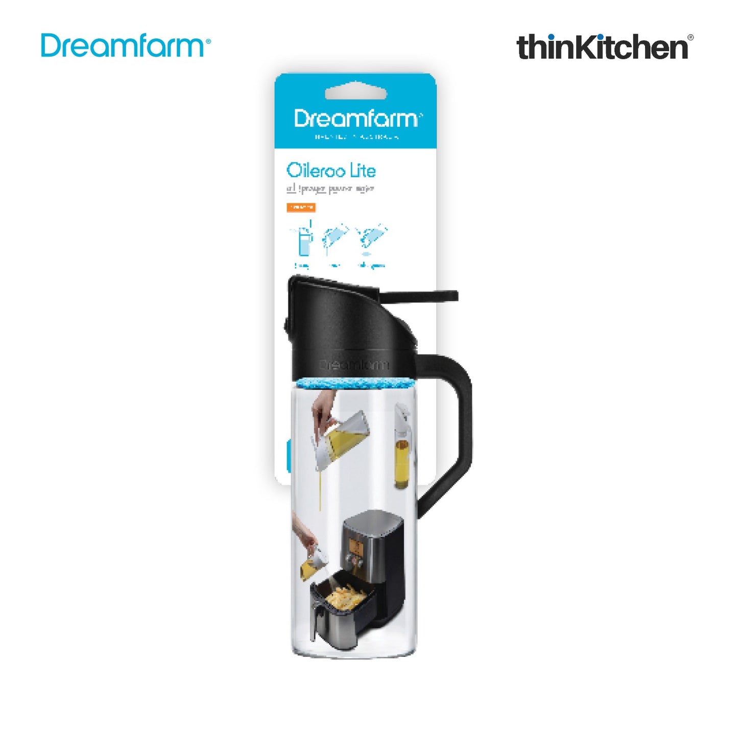Dreamfarm Oileroo Lite 3-in-1 Oil Sprayer, Pourer & Dispenser, Black