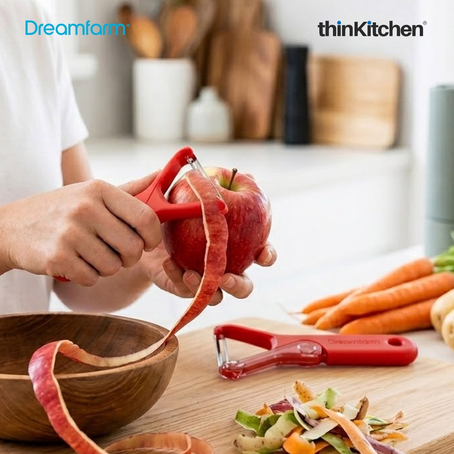 Dreamfarm Sharple Y Vegetable Peeler | Self-Sharpening Blade, Red