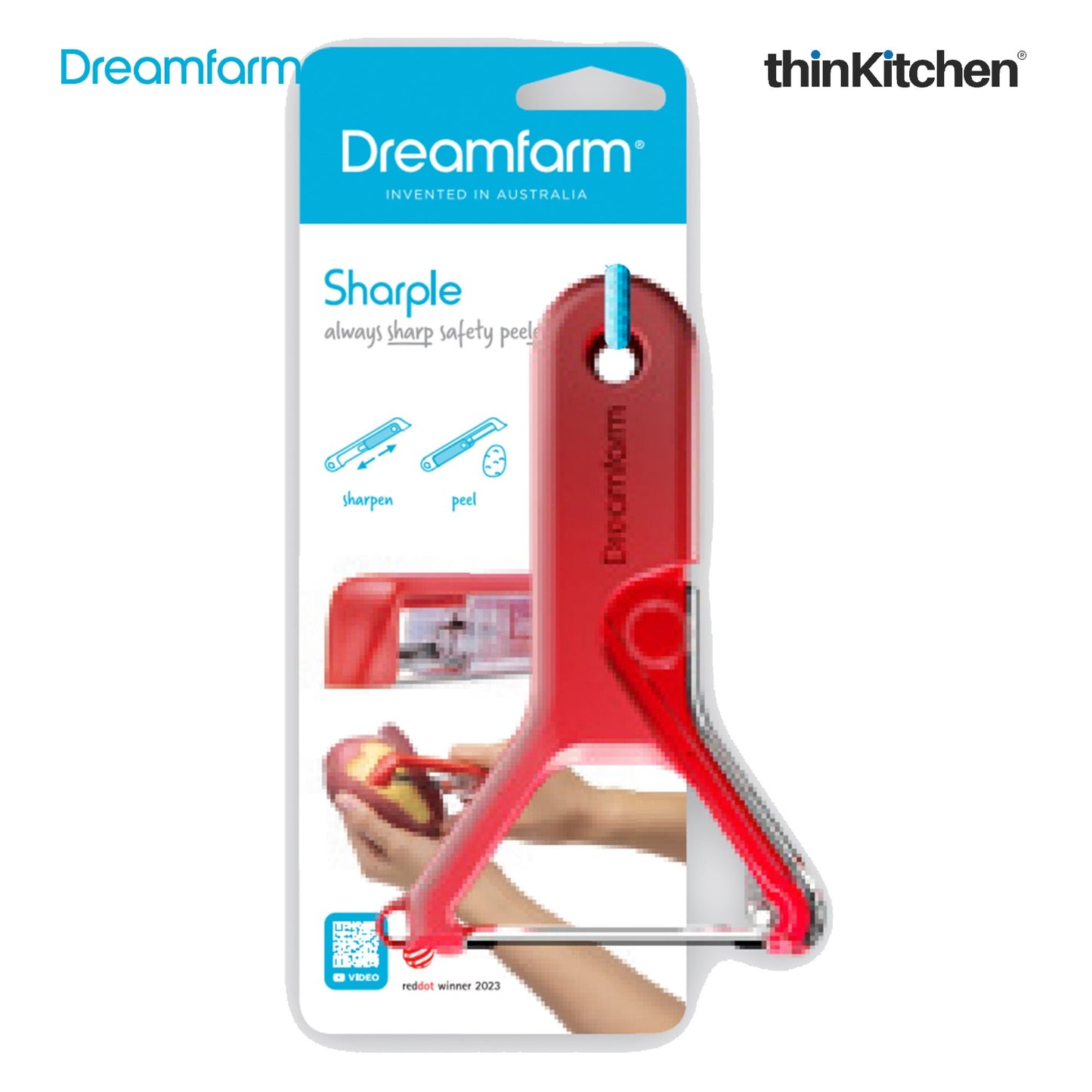Dreamfarm Sharple Y Vegetable Peeler | Self-Sharpening Blade, Red