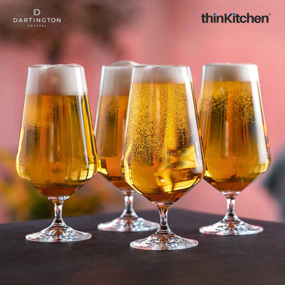 Dartington Premium Crystal Beer Glasses Set of 4 x 550ml Lead-Free Beer Glasses for Lager, Craft