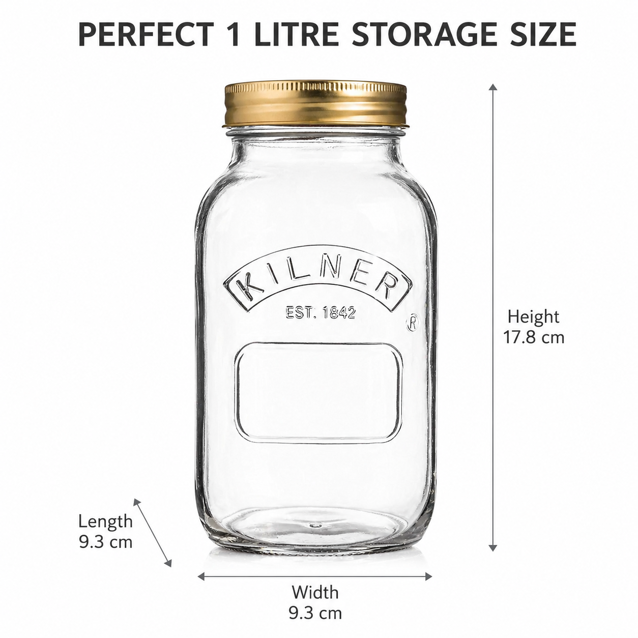 Kilner 1 Litre Leakproof Premium Preserve Glass Jar with Screw Lid, Ideal for Storing and Preserving - 6