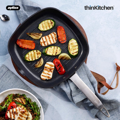 Zyliss 26cm Ultimate Pro Non-Stick Square Grill Pan With Pouring Lip, Black