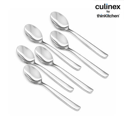 Culinex by thinKitchen Stainless Steel 5.5" Coffee Tea Spoon Set of 6 | Silver Rustproof Food Grade Flatware By thinKitchen (Essen)