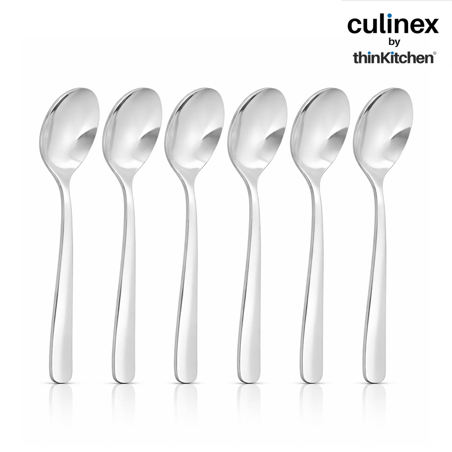 Culinex by thinKitchen Stainless Steel 5.5" Coffee Tea Spoon Set of 6 | Silver Rustproof Food Grade Flatware By thinKitchen (Essen) - 2