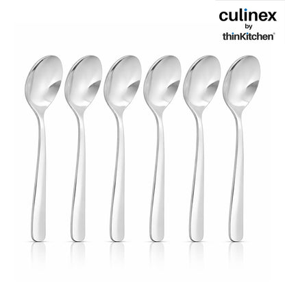 Culinex by thinKitchen Stainless Steel 5.5" Coffee Tea Spoon Set of 6 | Silver Rustproof Food Grade Flatware By thinKitchen (Essen)