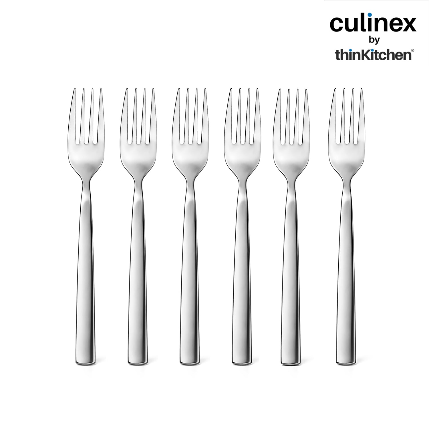 Culinex by thinKitchen Stainless Steel 8" Dinner Fork Set of 6 for Dining Table, Kitchen | Silver Rustproof Flatware By thinKitchen (Essen) - 2