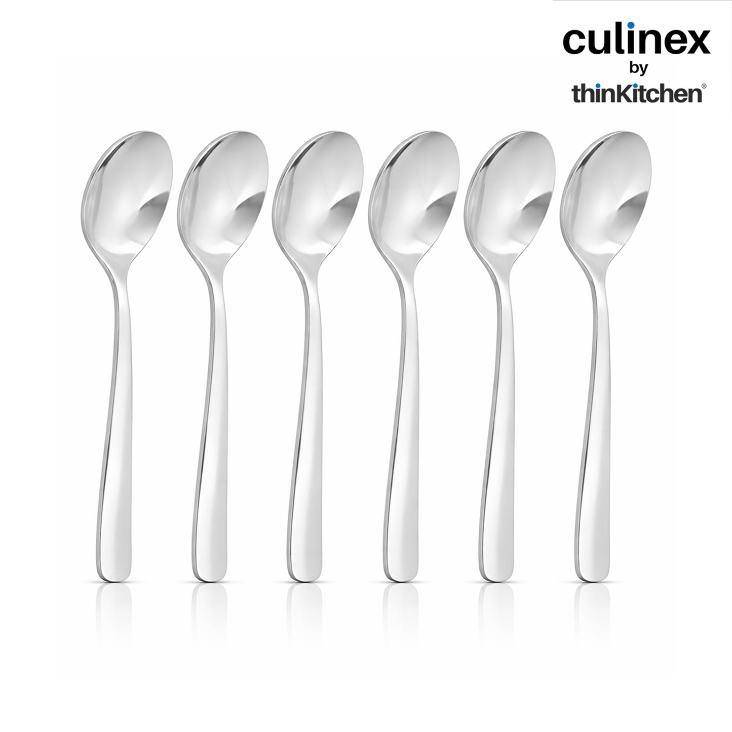 Culinex by thinKitchen Stainless Steel 7.9" Dinner Spoon Set of 6 for Dining Table, Kitchen | Silver Rustproof Flatware By thinKitchen (Essen)