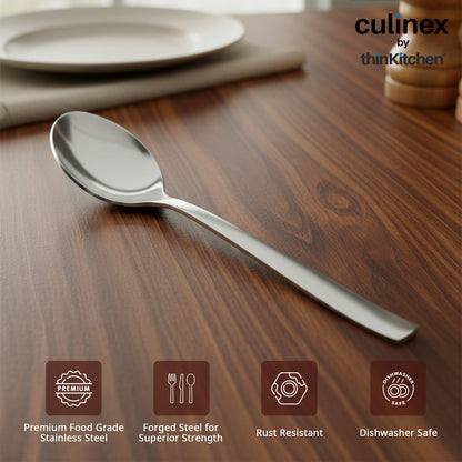 Culinex by thinKitchen Stainless Steel 7.9" Dinner Spoon Set of 6 for Dining Table, Kitchen | Silver Rustproof Flatware By thinKitchen (Essen)