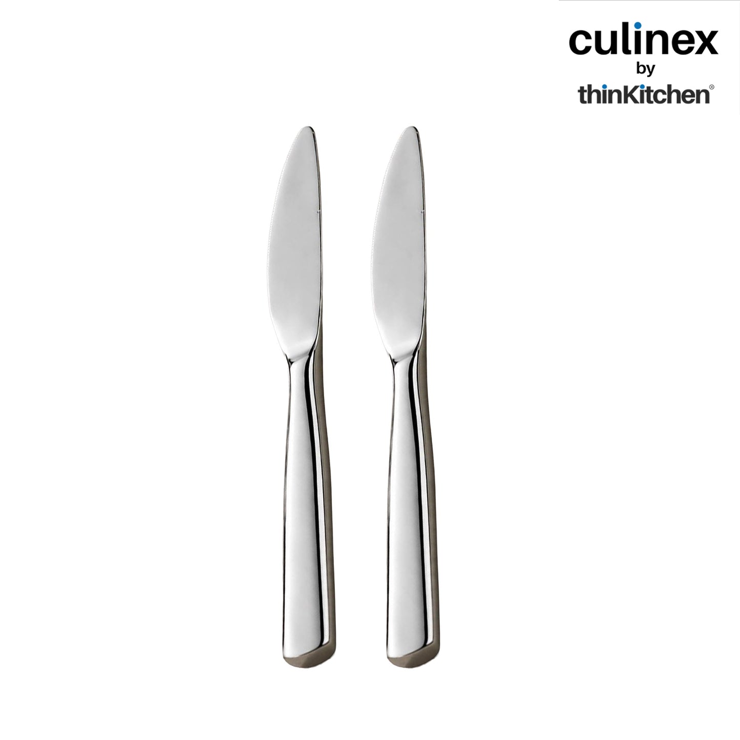Premium Stainless Steel 8.5" Knife Set of 2 for Dining Table, Kitchen | Rustproof Dinner Knives, Silver Flatware by thinKitchen (Essen)