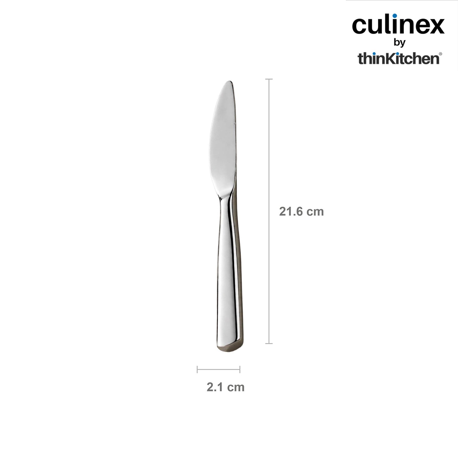 Premium Stainless Steel 8.5" Knife Set of 2 for Dining Table, Kitchen | Rustproof Dinner Knives, Silver Flatware by thinKitchen (Essen) - 2