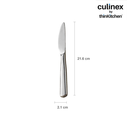 Premium Stainless Steel 8.5" Knife Set of 2 for Dining Table, Kitchen | Rustproof Dinner Knives, Silver Flatware by thinKitchen (Essen)