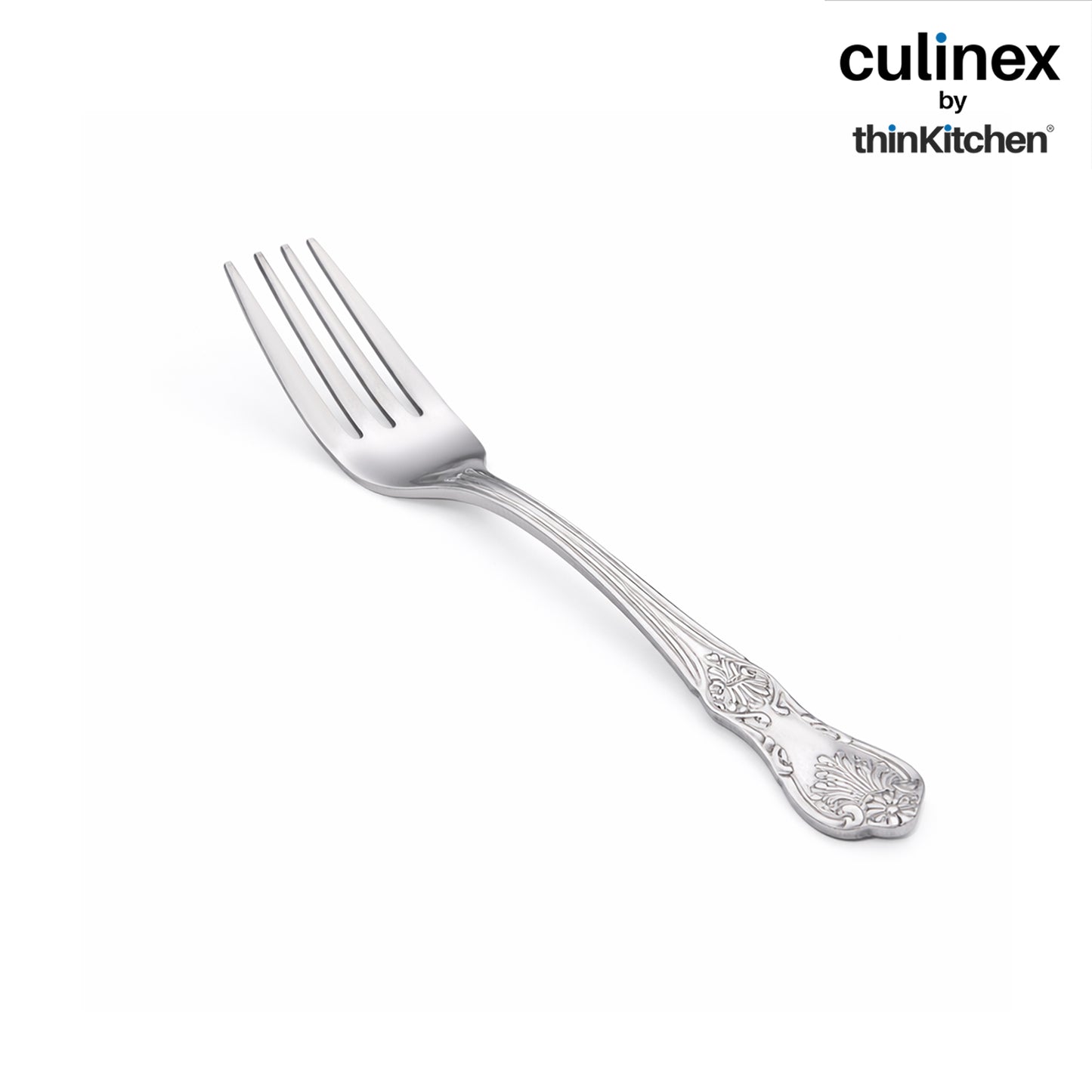 Culinex 18/8 Stainless Steel 6.4" Premium Dessert Fork Set of 6 for Dining Table, Kitchen | Silver Rustproof Flatware By thinKitchen (Fest)
