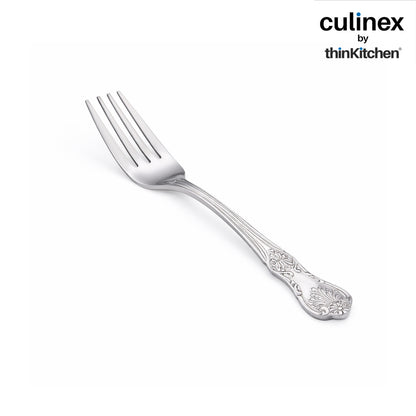 Culinex 18/8 Stainless Steel 6.4" Premium Dessert Fork Set of 6 for Dining Table, Kitchen | Silver Rustproof Flatware By thinKitchen (Fest)