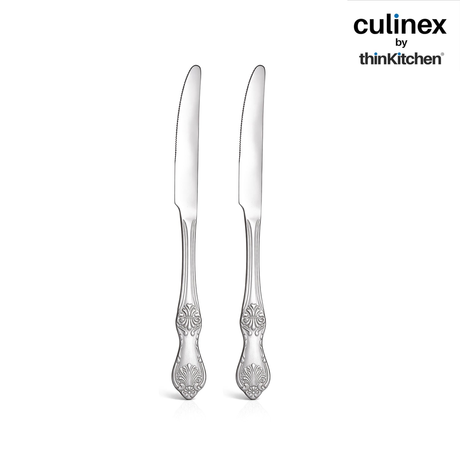 Premium Stainless Steel 9.3" Table Knife Set of 2 for Dining Table, Kitchen| Silver Rustproof Flatware By thinKitchen (Fest) - 2