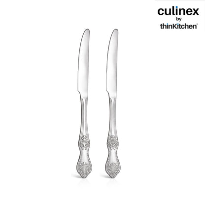 Premium Stainless Steel 9.3" Table Knife Set of 2 for Dining Table, Kitchen| Silver Rustproof Flatware By thinKitchen (Fest)