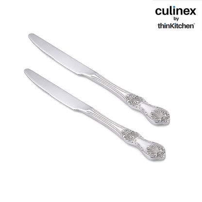 Premium Stainless Steel 9.3" Table Knife Set of 2 for Dining Table, Kitchen| Silver Rustproof Flatware By thinKitchen (Fest)