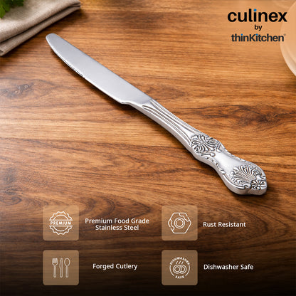 Premium Stainless Steel 9.3" Table Knife Set of 2 for Dining Table, Kitchen| Silver Rustproof Flatware By thinKitchen (Fest)