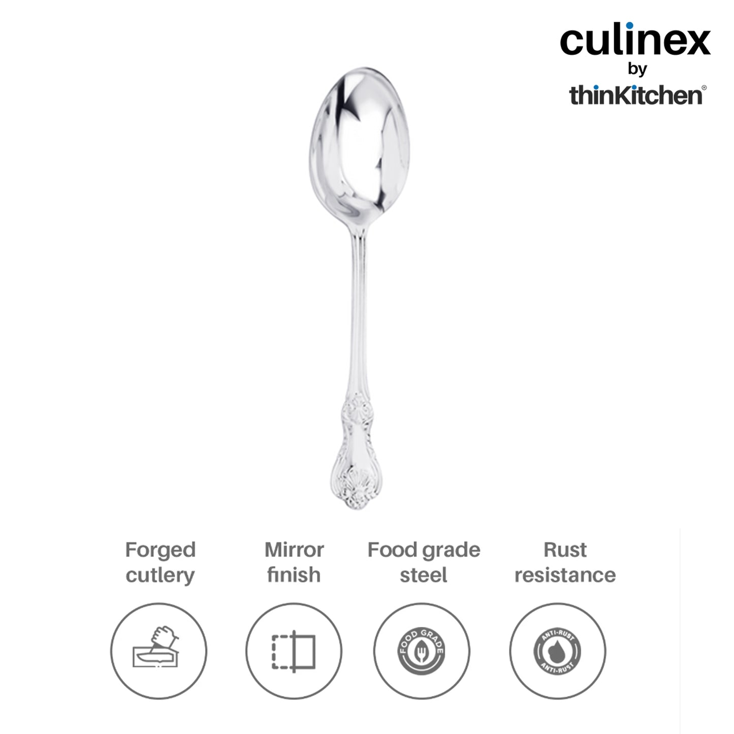 Culinex by thinKitchen|Fest 18/8 Stainless Steel Table Spoon,  Set of 6