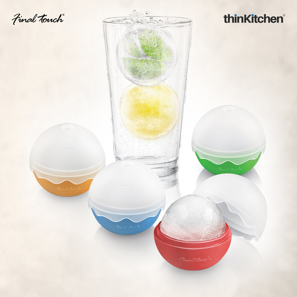 Final Touch 2" Silicone Ice Ball Maker Set of 4, Sphere Mould for Whiskey & Cocktails