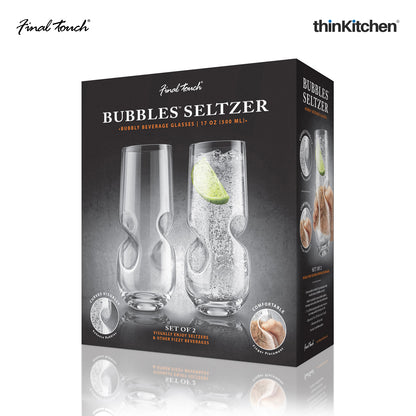 Final Touch Bubbles Seltzer Bubbly Beverage Glasses Set Of 2