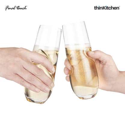 Final Touch Bubbles Sparkling Wine Champagne Stemless Glasses Set Of 2