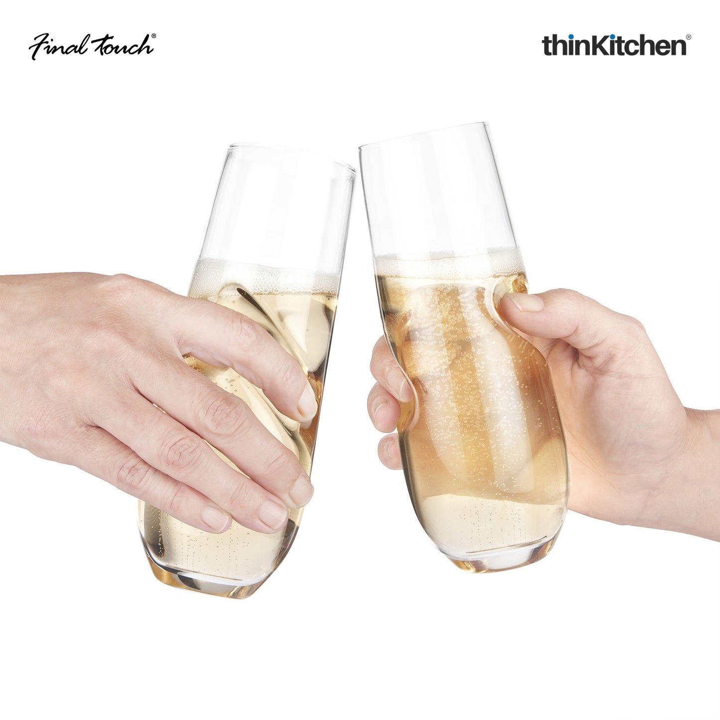 Final Touch Bubbles Sparkling Wine Champagne Stemless Glasses Set Of 4