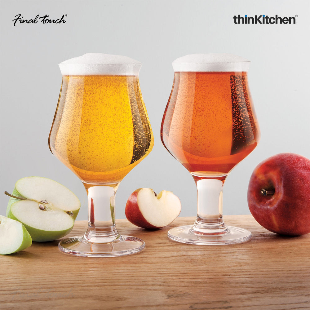 Final Touch 475ml Premium Stemmed Beer & Cider Glasses Set of 2 for Drinks, Mocktails, Home Bar, Party & Gifting